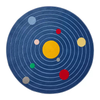 AFTONSPARV 地毯, 太空 圓形/藍色, 133 公分