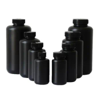 50ml 100ml 250ml 300ml 500ml Plastic Large Mouth Round Bottle Black Light Proof Chemical Reagent Bottle HDPE Wide Mouth Bottle