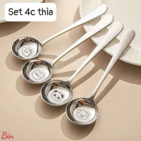 Set 4 Thìa Inox Hình Gấu Siêu Xinh Inox 316 Tiện Dụng Và Đáng Yêu Cho Mọi Gia Đình Thiết Kế Hình Gấu