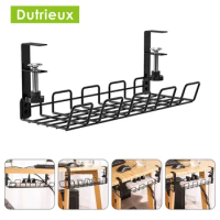 Under Desk Cable Management Tray Wire Management No Drill Cable Tray with Clamp for Desk Wire Manage