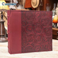 高檔pu皮質photoalbum明信片收納冊寸插袋復古創意禮品相簿