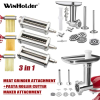 Winholder Meat Food Grinder Attachment And Pasta Roller Cutter Maker Attachment For Kitchenaid Stand Mixers Kitchen Accessory