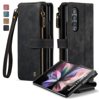 Multifunction Zipper Wallet Case For Samsung Galaxy Z Fold 3 5G Cover Luxury Magnetic Flip Leather Card Holder Strap Cover fold3
