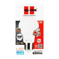 ไฮเทค มวยไทย หลอดไฟ แอลอีดี แสงขาวเดย์ไลท์ E27 8 วัตต์