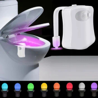 ZhangJi 8-Color Toilet Night Light Motion Sensor Activated Bathroom LED Bowl Nightlight Toilet Smart Sensor Light WC Accessories