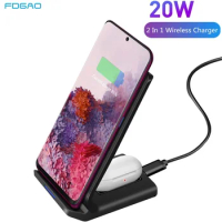 20W 2 in 1 Wireless Chargers Stand For iPhone 13 12 11 Pro Max XR XS X 8 Airpods Pro Samsung S21 S20 S10 Buds Charging Dock