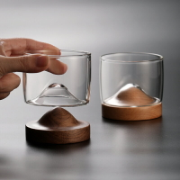 玻璃富士山威士忌酒杯一對冰球杯創意洋酒杯子小號透明日本品鑒杯