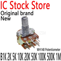 5PCS Shaft Amplifier Dual Stereo Potentiometer Handle Length 15mm Adjustable Resistance WH148 B1K 2K 5K 10K 20K 50K 100K 500K 1M
