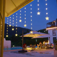 Star Light LED Curtain Light Atmosphere Light Outdoor Solar Star Moon Camping Light Homestay Decorat
