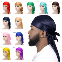 Topi Serban Durag Sutera, Uniseks, Untuk Wanita dan Lelaki, Rambut Palsu, Hiasan Kepala Bikers, Akse
