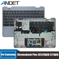 New For Samsung Chromebook Plus XE520QAB 521QAB Laptop Palmrest Upper Case Keyboard Bezel Top Cover Blue Silver BA98-02448A