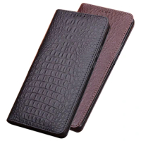 Luxury Natual Cowhide Leather Magnetic Closed Phone Case For ZTE AXON 30 Pro 5G/ZTE AXON 30 Ultra 5G Flip Covers Stand Funda