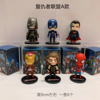 6pcs/set Hot Toys Marvel Avengers Anime Figure Black Panther Thanos Ironman Spiderman Captain American Hulk Figurines Model Gift