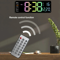 Jam Dinding LED Digital Besar Modern Remote Control Jam Digital Gantung Di Kantor Rumah Hall Wisma B