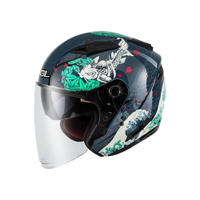 【SOL Helmets】SO-7E開放式安全帽 (浮世繪_藍/綠) ｜ SOL安全帽官方商城