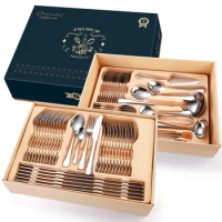72 Piece Set Cutlery Tableware Stainless Steel Knife Fork Spoon Complete Tableware Service Vgeschirr Set Kitchen Tableware