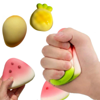 ของเล่นตุ๊กตาแตงโมแบบค่อยๆ ฟองน้ำ (สไลด์) | ลูกบอล TPR สำหรับคลายเครียด ขนาด 11 ซม./8 ซม. | ของเล่นฟ