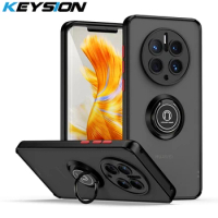 KEYSION Matte Case for Huawei Mate 50 Pro 40 Pro Transparent Ring Stand Shockproof Phone Back Cover for Huawei Mate 30 Pro 5G