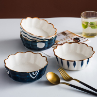 空氣炸鍋專用碗烤碗焗飯碗水果沙拉碗波浪花邊陶瓷