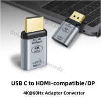 4K 60Hz USB C Plug Converter for Macbook Pro Chromebook Pixel Samsung S10 USB Type C Female to HDMI-Compatible DP Male Adapter