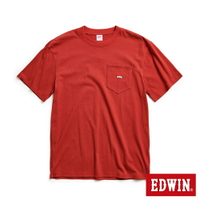 EDWIN BOX繡花口袋短袖T恤-男女款 深桔色