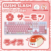 ECHOME Sushi Theme Wired 87keys Mechanical Keyboard RGB Backlight Customization Cute Pink Gaming Keyboard for Mac Laptop Office