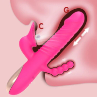 Telescopic Vibrator Dilldo For Women Clit Sucker Anal Rabbit Vibrator Thrusting Clitoris Stimulator Adult Goods Female Sex Toys