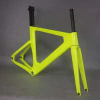 Fluorescent Yellow Carbon Track Frame, Road Frame, Fixed Gear Bike Frameset, Seat Post, 49 cm, 51 cm, 54cm,