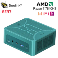 Beelink SER7 7840HS Mini PC AMD Ryzen 7 7840HS DDR5 32GB 1T SSD BT5.2 USB4 4K 60Hz USB3.2 1000M WLAN WiFi6 Desktop Game Computer