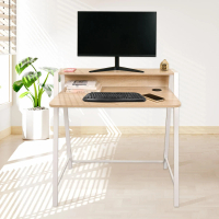 預購 AOTTO 簡約雙層木紋書桌-80CM(電腦桌 辦公桌 工作桌)