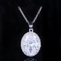 CWWZircons Gorgeous Big Round Cubic Zirconia Crystal Pendant Necklace For Women Fashion Brand Silver Color CZ Jewelry Gift CP016