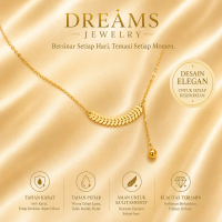 DREAMS JEWERLY  Kalung Wanita Titanium Lionti Model Padi Berwarna Emas Anti Karat
