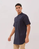 AMK Kemeja Koko Kurta Pria Lengan Pendek KK Assayid Ss Navy M