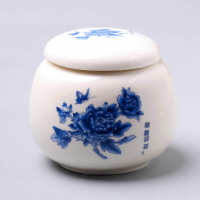 青花瓷茶罐罐子茶葉罐密封罐小號陶瓷隨身茶盒便攜式儲存罐日式