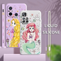 Beautiful mermaid princess For Xiaomi Redmi 12 12C 11 Prime A1 10 10X 9 9A 9AT 8 Pro 4G 5G Liquid Left Rope Phone Case Fundas