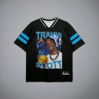TRAVIS SCOOT JERSEY OVERSIZE HITAM BIRU PRINTING
