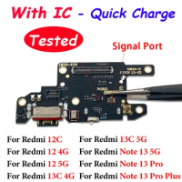 Tested For Xiaomi Redmi 12C 13C 12 4G 5G Note 13 Pro Plus USB Charging Connector Board Port Dock Flex Cable With Mic Microphone