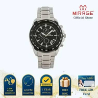 Mirage Jam Tangan Pria Analog 8904 M Silver Original Stainless Plat Putih