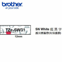 【現折$50 最高回饋3000點】   Brother TZe-SW31 SNOOPY White底黑字 12mm 護貝標籤帶