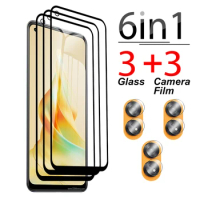 6in1 Tempered Glass For Oppo Reno8 T protective glass Reno7 Z Camera Lens Film Reno 8 Black edge Anti-Scratch screen protector