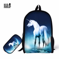 HUEMASTER Unicorn Pencil Case+Children School bags HD Print Backpacks for Teenage School Supplies Pencil Cases Unicornio