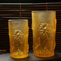家居擺件古法琉璃中式蓮花瓶花器佛堂供佛觀音檀香筒常花凈水寶瓶