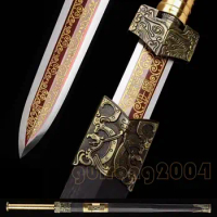 42" Hand Forged Traditional Chinese Han Dynasty Jian Double Edged Sword 1095 Carbon Steel Blade Sharp Edge Full Tang