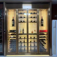 Light luxury stainless steel constant temperature and humidity wine cabinet custom villa wine cellar red wine cabinet liquor dis