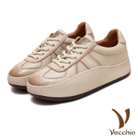 【Vecchio】真皮麵包鞋 厚底麵包鞋/全真皮頭層牛皮寬楦舒適經典厚底麵包鞋(米)