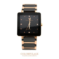 Valentino范倫鐵諾 經典格紋錶盤設計精密陶瓷玫瑰金方形手錶腕錶 柒彩年代【NE1245】原廠公司貨