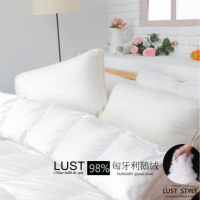 【Lust 生活寢具】《98D鵝絨被匈牙利產7X8呎1.8公斤》二代升級版、80支紗布、極暖蓬鬆/羽絨被(無)
