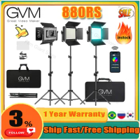 GVM 880RS RGB LED Video Light 3200-5600K Full Color 60W Photography Studio Led Panel Lighting Kit for Youtube Live