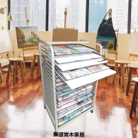 免運 附發票 畫室收納 收納架 畫架 筆架 A38K紙 油畫晾畫架 絲網 油畫曬畫架 卡紙收納架多層美術畫室雙面特惠/快速出貨H094