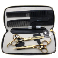 SMITH CHU 5.5 INCHES Professional barber hair cutting scissor and thinning scissors HM71 GOLDEN